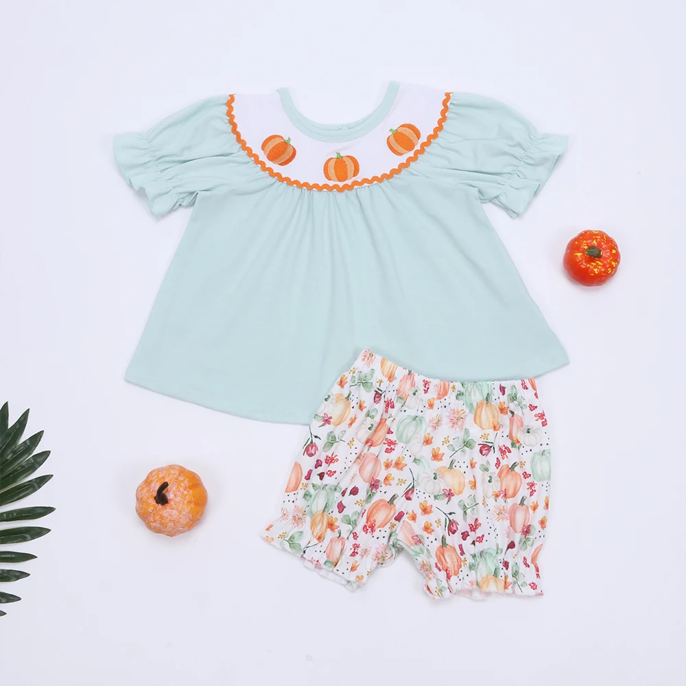 Модный костюм из чистого хлопка для маленьких девочек серый с коротким рукавом и