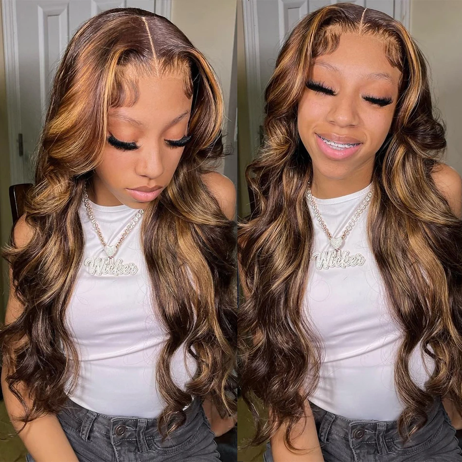 Ed Highlight Human Hair Wigs Brazilian Glueless Body Wave Lace Front Wigs For Women 13x4 Hd Transparent Loose Wave
