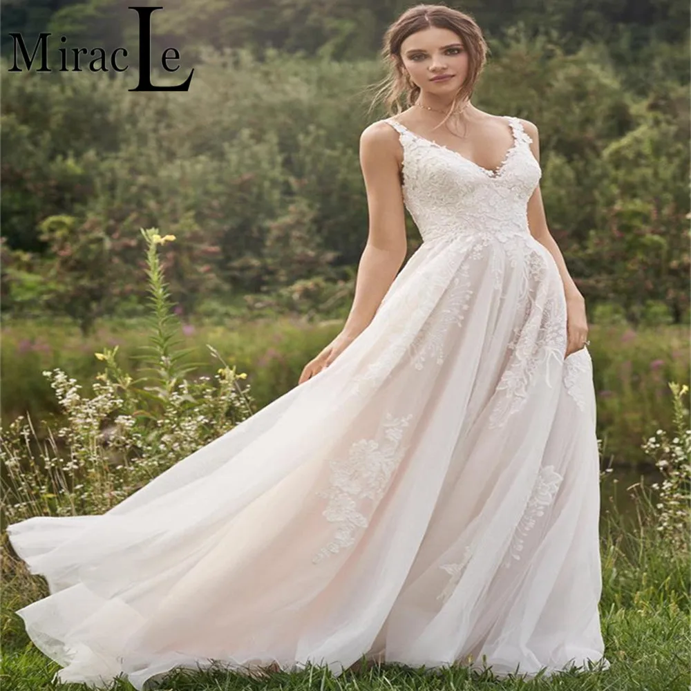 

Equisite Spaghetti Straps Wedding Dresses For Women A Line Sleeveless Wedding Gown For Bride Backless 2022 Robe De Mariée