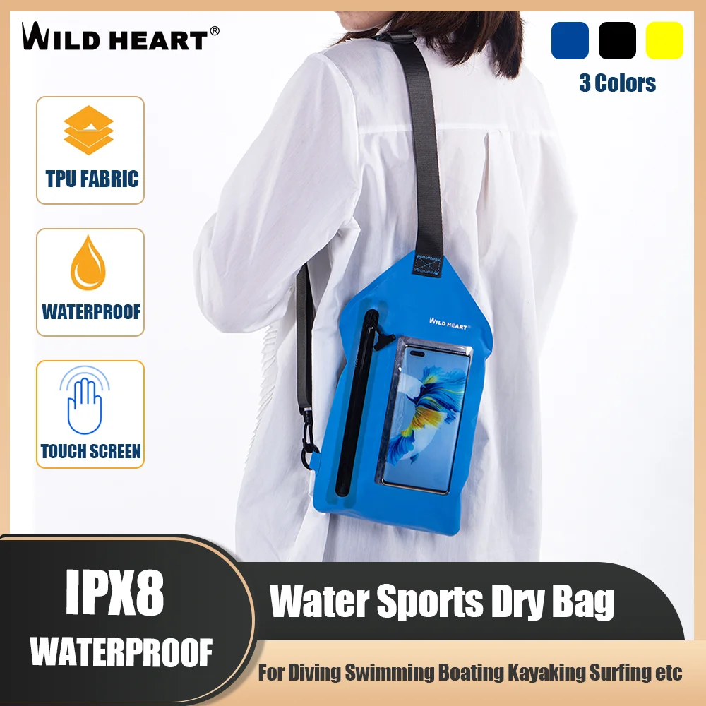 WILD HEART Waterproof Phone Pouch Swimming Diving Dry Bag Sling Phone Waterproof Bag TPU ECO Material