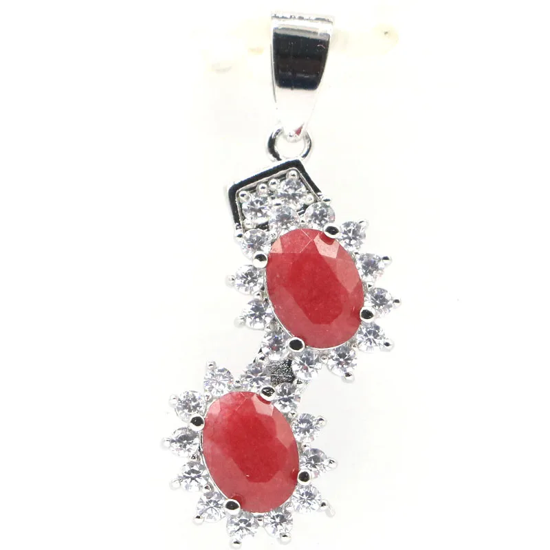 Женский кулон из серебра 3,5 пробы, с красным Рубином, зеленым изумрудом, синим сапфиром, 34x13 мм, 925 г