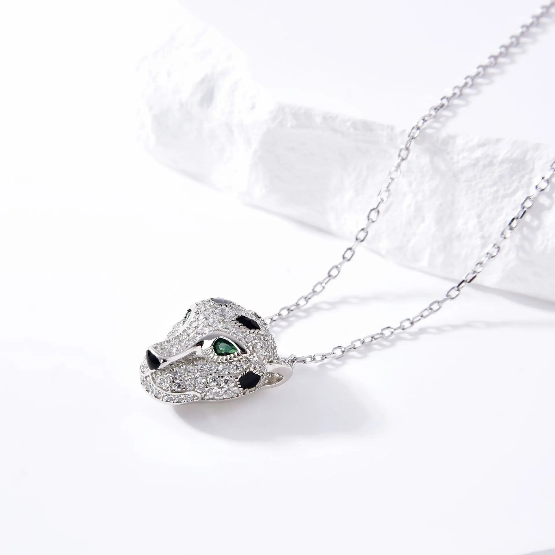 S925 Sterling Silver Panther Head Necklace Luxury Jewelry 18k Gold Plated French Fashion Unique Holiday Gift