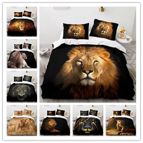 

Animal 3D Lion Duvet Cover Large Calico Double Bed Quilt Cover Bedding Set Single