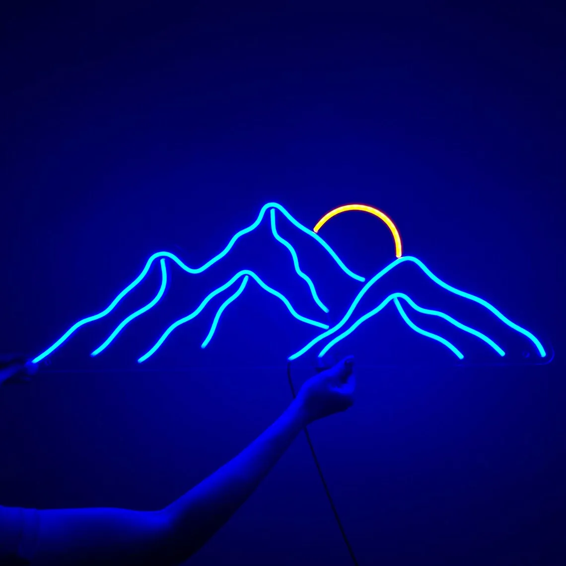 Mountains Led Neon Sign, Sunrise Home Decor, Sunset Wall Art Sign, Mountains Neon Light Birthday Gift for Boyfriend or Father