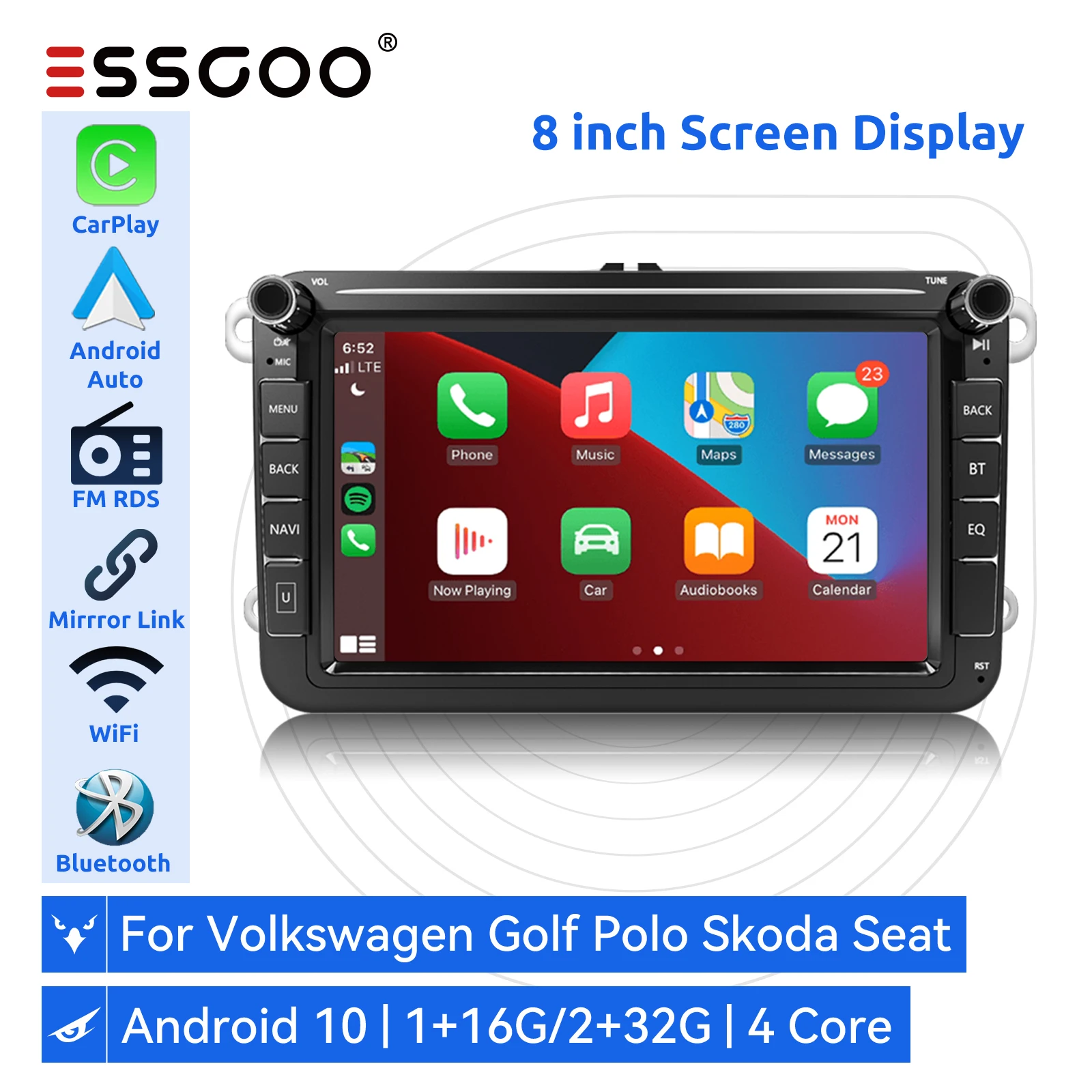 Автомагнитола ESSGOO мультимедийный плеер на Android для Volkswagen Passat B6 Golf Polo Touran Skoda