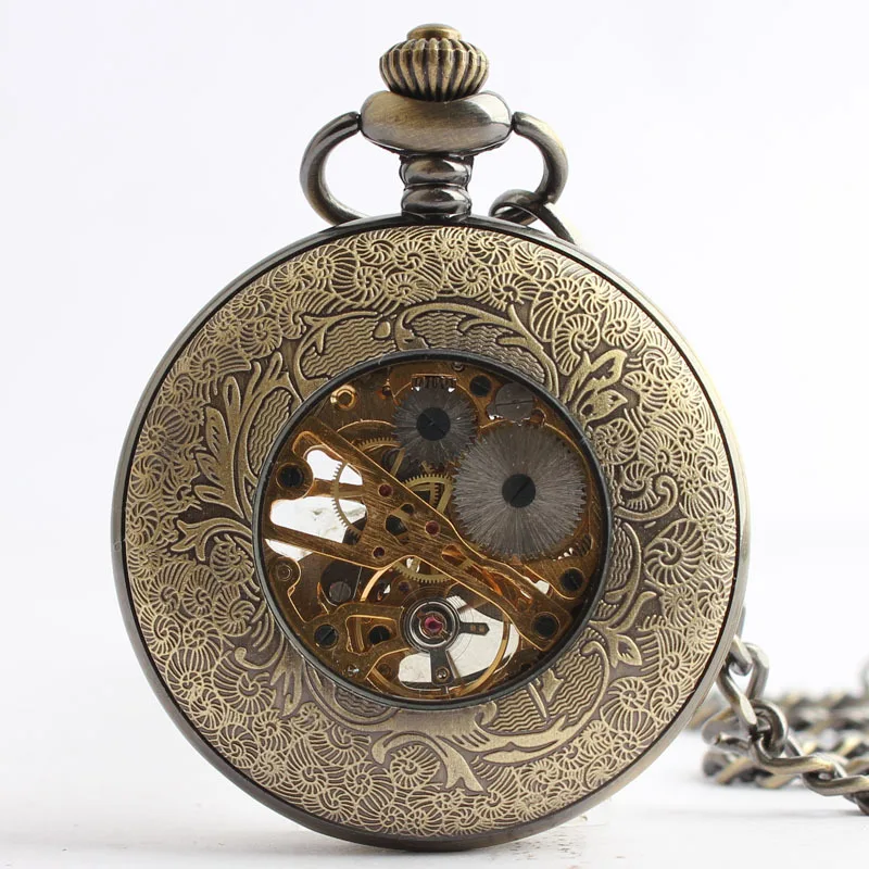 Antique Retro Mechanical Automatic Pocket Watch Casual Fashion Women Pendant with Chain Watches Gift
