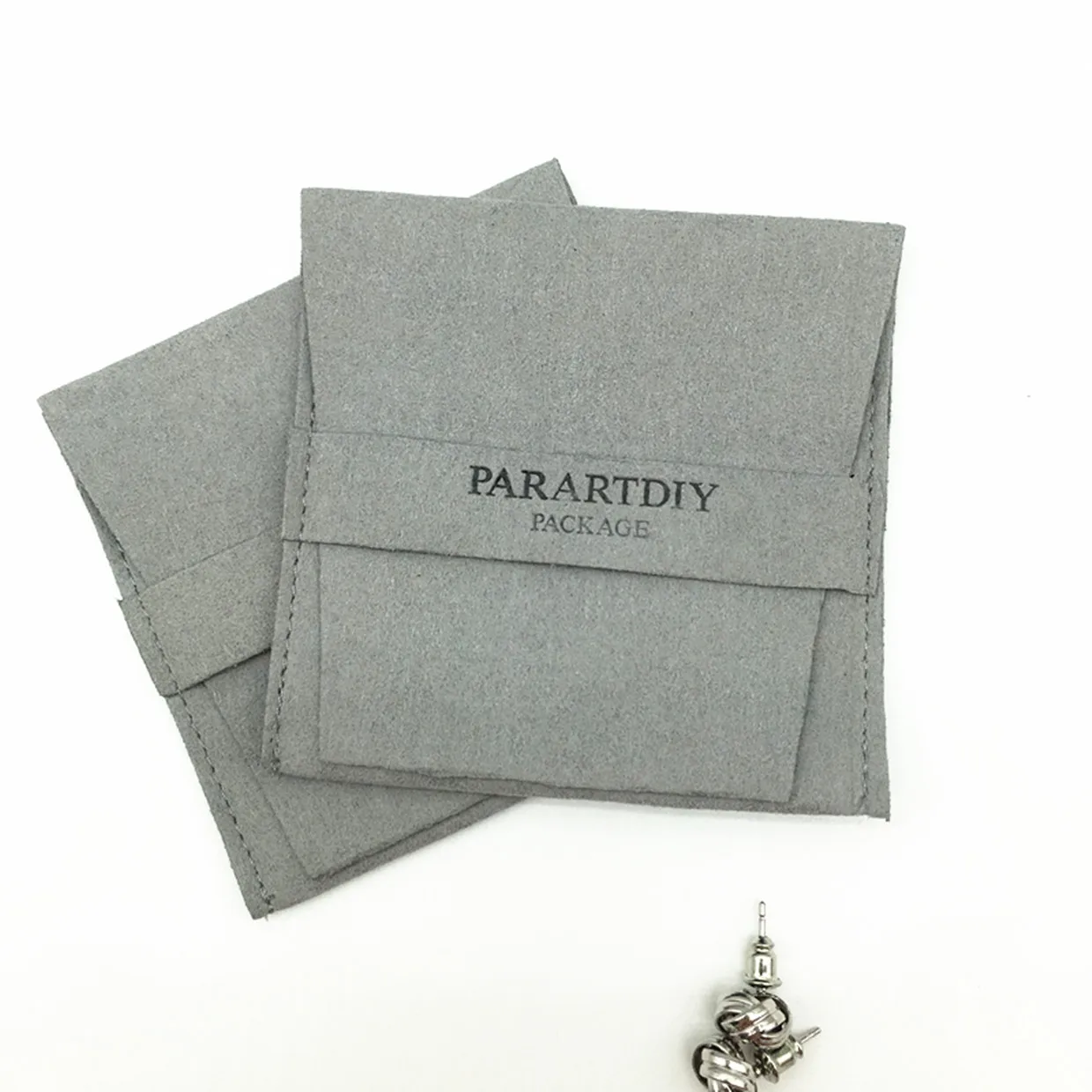 50pcs dark gray packaging custom logo bag earrings necklace brooch bag microfiber material jewelry bag small jewelry bag