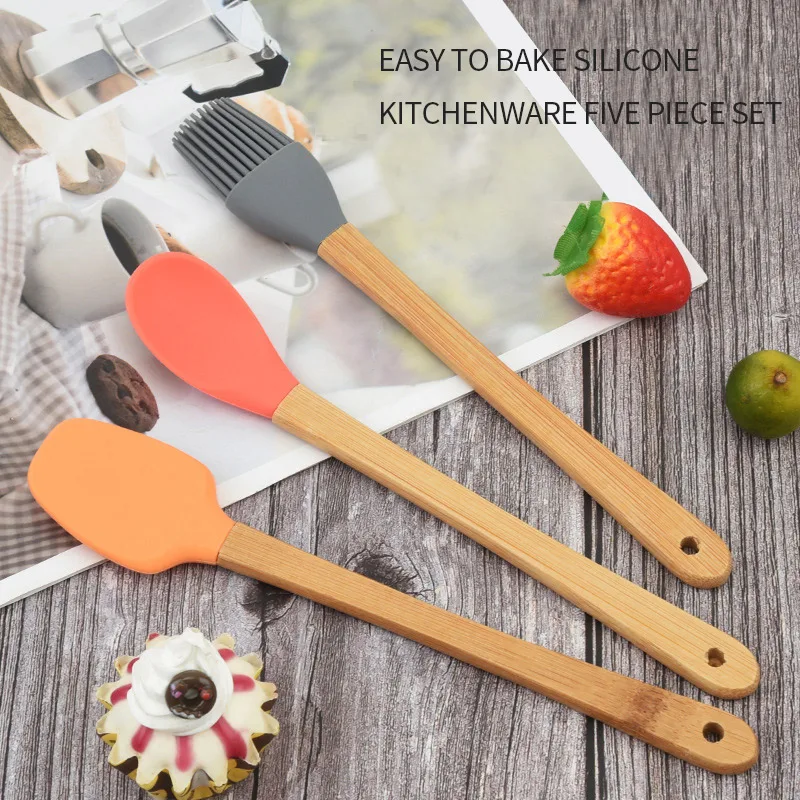 

Скребок силиконовый с деревянной ручкой, 5 шт./комплект