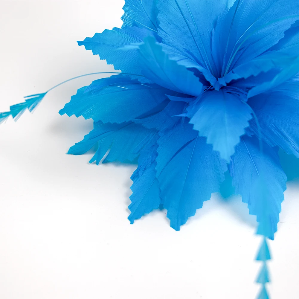 Красивая шляпа-чародей синие перья цветок брошь для волос заколки девочек сделай