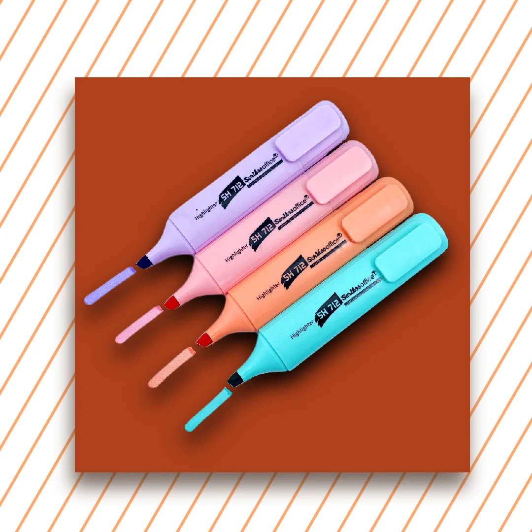 Scrikss Text Highlighter Pen 4 Pcs Set Pastel Color Marker Office School Stationery Original High Quality Turkish Brand