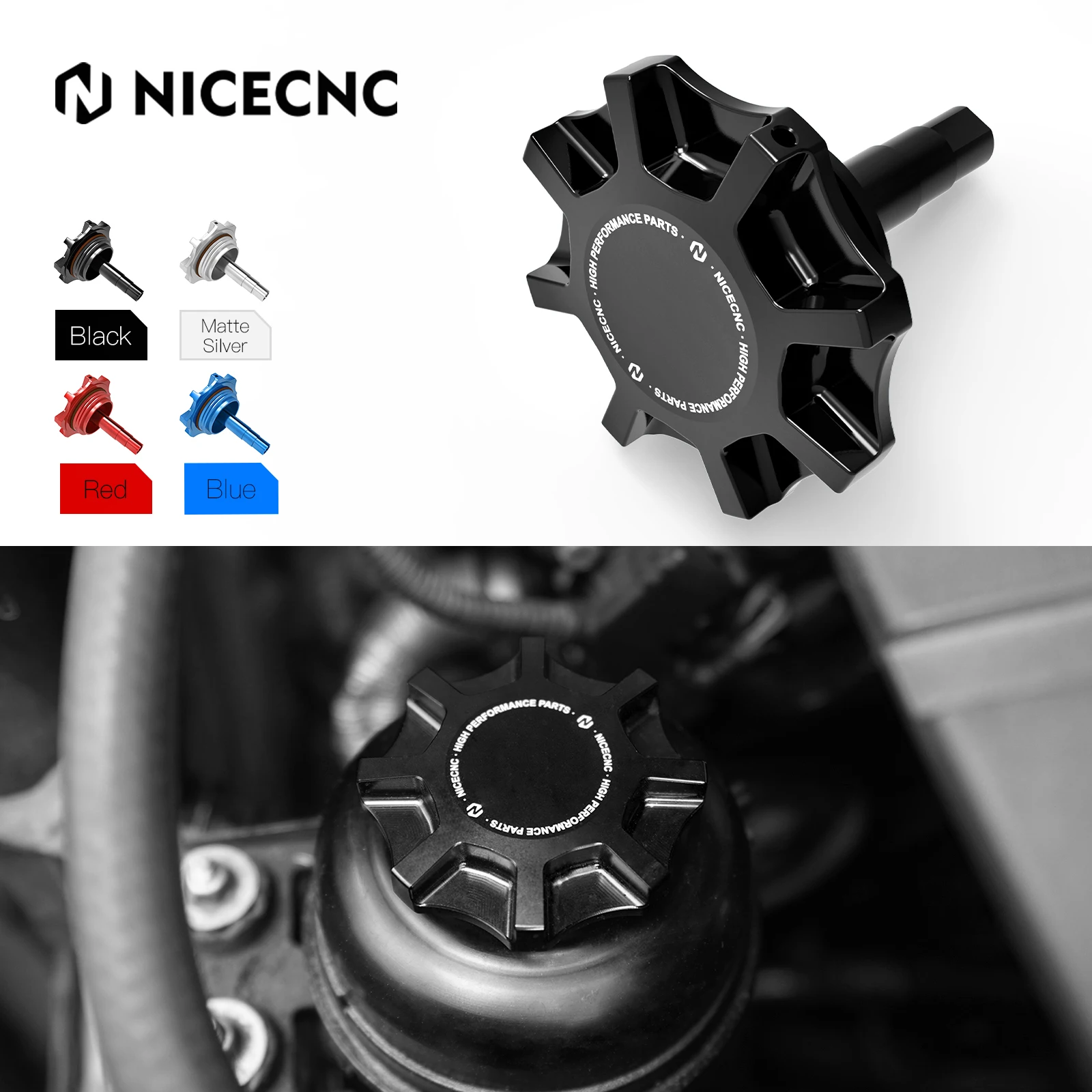 Крышка Резервуара гидроусилителя руля NICECNC для BMW E36, E46, E90, E39, Z4, E82, алюминиевая крышка топливного бака гидроусилителя руля, запасные части для автомобиля