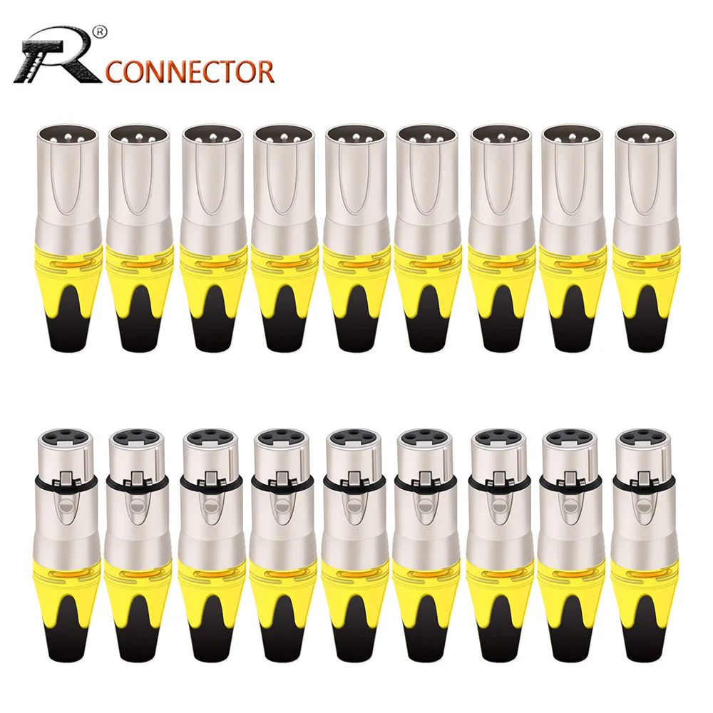 20шт/10 комплектов Красочных 3-контактных разъемов XLR с гнездовым разъемом
