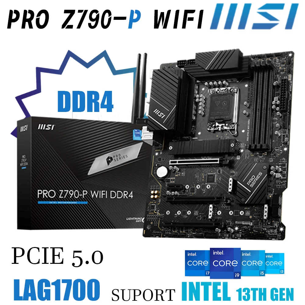 

MSI PRO Z790-P WIFI DDR4 LGA1700 Motherboard (OC)5333 Z790 Mainboard 128G Support Intel 12th 13th Gen Wifi 6E ATX RGB XMP