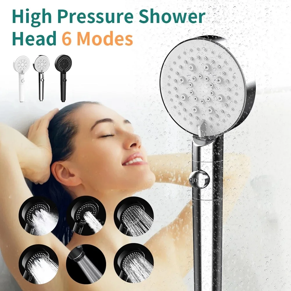 

High Pressure Filtered Shower Head 5 Modes Adjustable Showerheads Water Saving One-Key Stop Spray Nozzle Bathroom Accessories