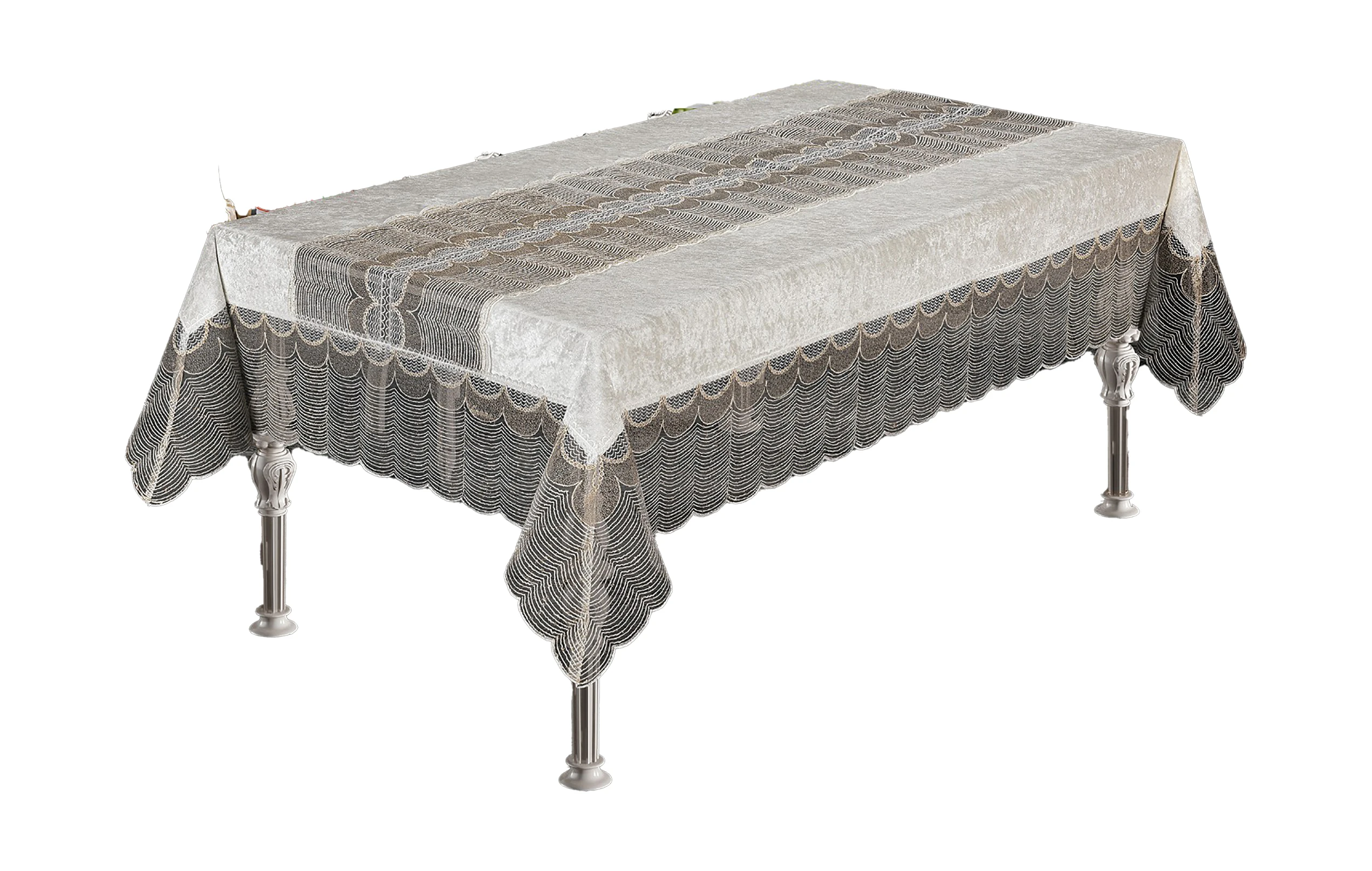 

Deniz Velvet Fabric French Guipure Luxury Table Cloth Party Special Occasion Home Decor Rectangle Dining Hotel Wedding