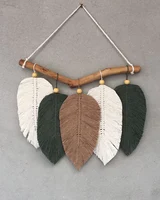 Boho Macrame Knitted Wall Hanging Leaf Dream Catcher  Design Handmade Bohemian Warm Kids Decoration Baby Room