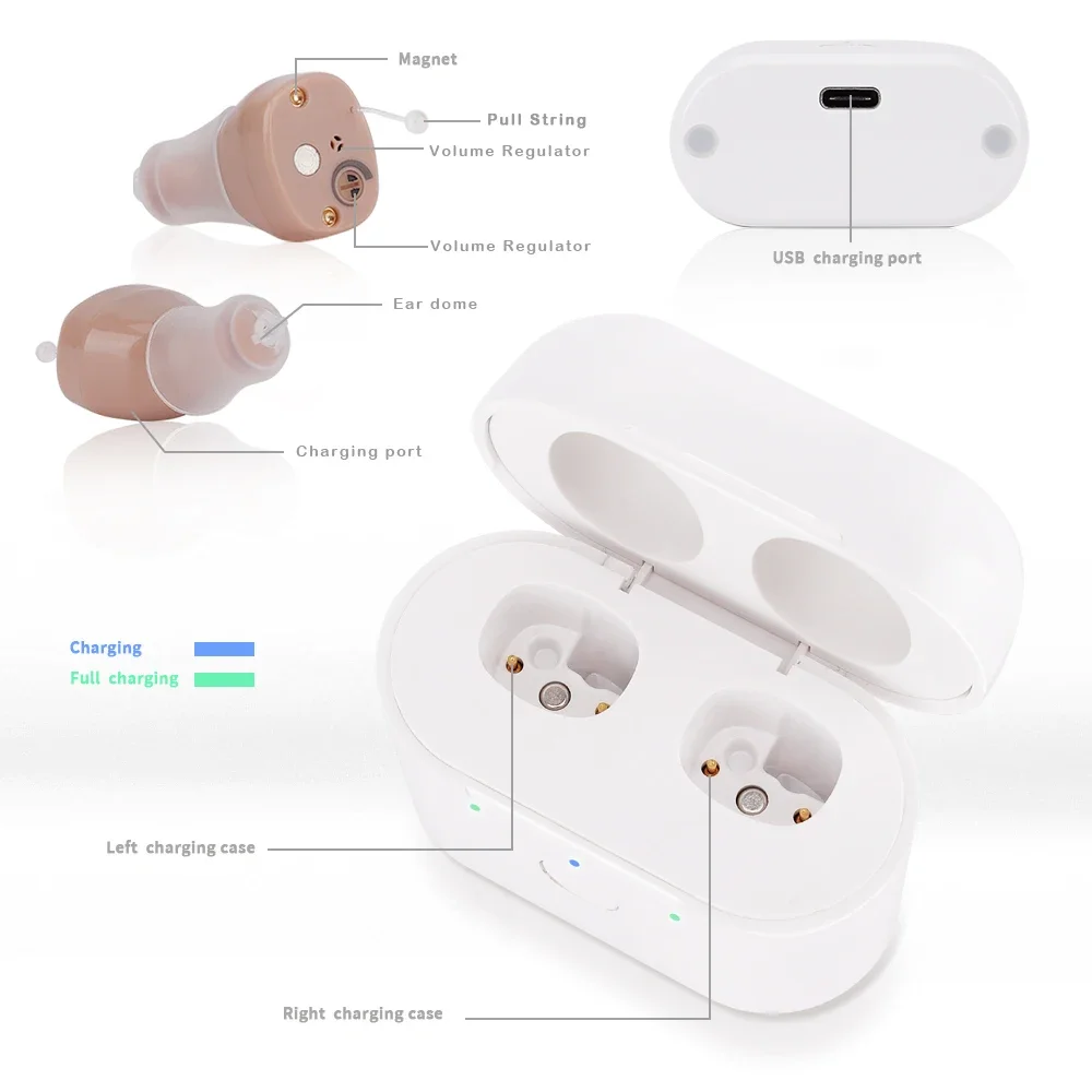 C400 для пожилых слуховой перезаряжаемое скрытое глухое слуховое устройство мини