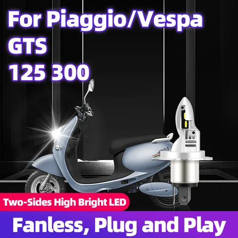 1 шт. мотоциклетная фара для PIAGGIO/VESPA GTS 125 300, светодиодная лампа, супер яркий H4, 12 В, 6000K, 65 Вт, противотуманная фара для мотоцикла, скутера, автомобиля