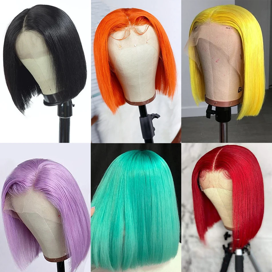 

Colored Short Bob Wig Human Hair Wigs for Women 13x4 Transparent Lace Front Wigs Pre Plucked 150 Density Wigs 100% Human Hair