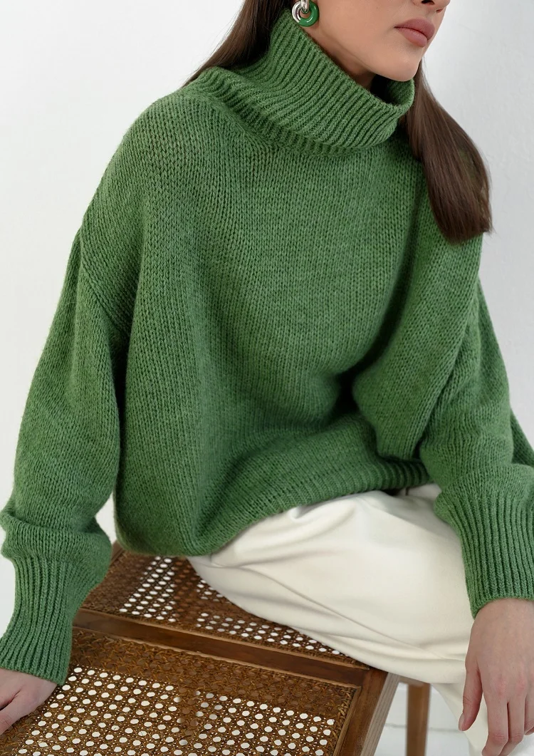 

Turtle Neck Winter Sweater Women Elegant Warm Female Knitted Pullover Loose Basic Knitwear Jumper