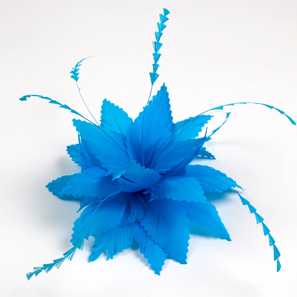 Красивая шляпа-чародей синие перья цветок брошь для волос заколки девочек сделай