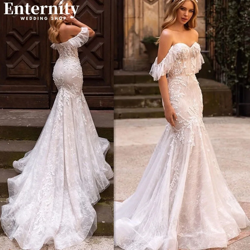 

Luxurious Off The Shoulder Bridal Gown Mermaid 2022 Sweetheart Wedding Dress With Sweep Train Sexy Backless Vestidos De Noiva