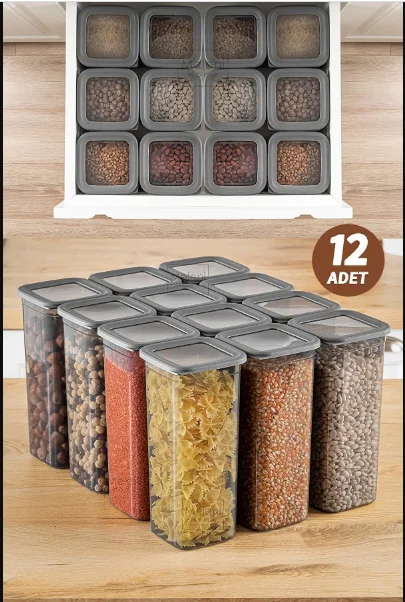 

12'li Set Leak-Proof Clamshell Square Food Storage Container 12x1900 Ml Anthracite