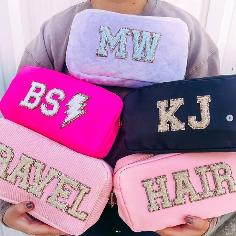 

Multi Colors Stock No MOQ Nylon Large Cosmetic Bag Zipper Toiletries Organizer Bag For Women Girls Gift Makeup Pouch