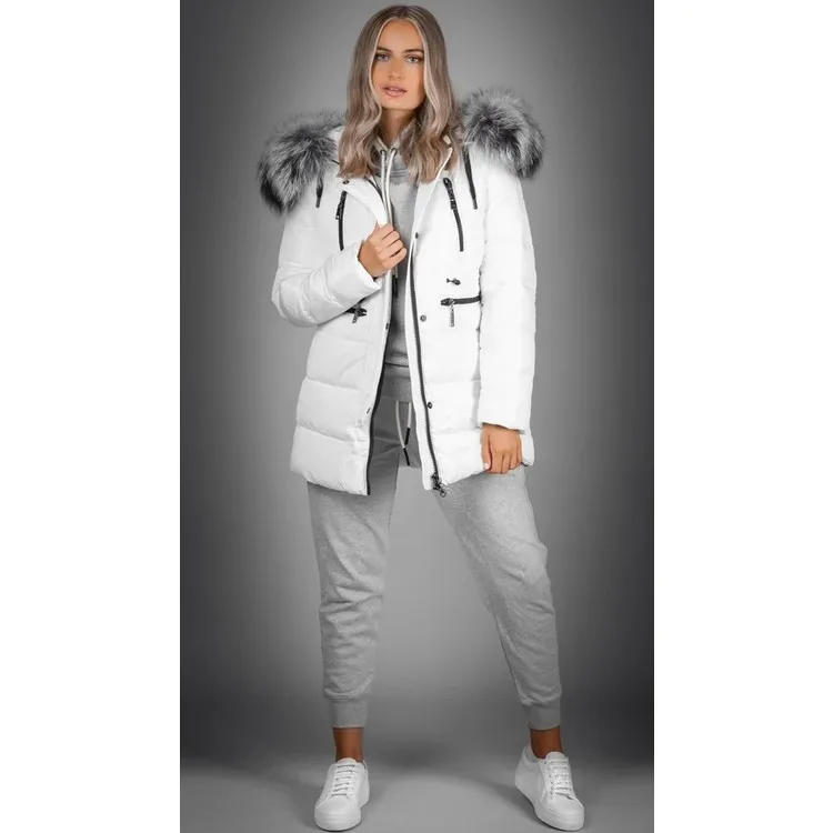 Janbely Парка с белым мехом