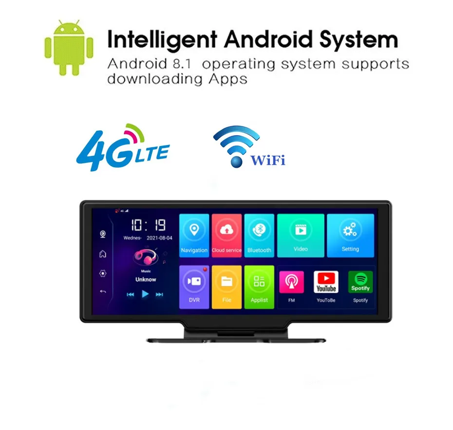 Видеорегистратор 3 в 1 автомобильная камера с двойным объективом 4G Android 8 GPS Wi-Fi |