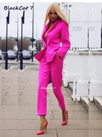 formal hot pink single breasted fashion office lady womens suit costumes for work slim casual womens office suit 2022