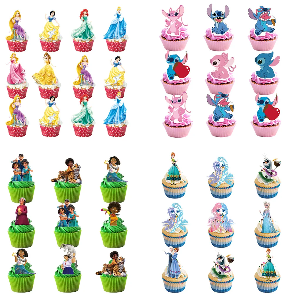 

24pcs Cartoon Princess Anna Elsa Encanto Theme Party Cake Decoration Baby Shower Anniversaire Cake Topper Kids Birthday Supplies