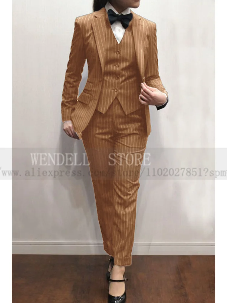 Ladies Suit Striped Three-piece Office Formal Elegant Slim Professional (Jacket + Vest + Pencil Pants)Blazer Sets