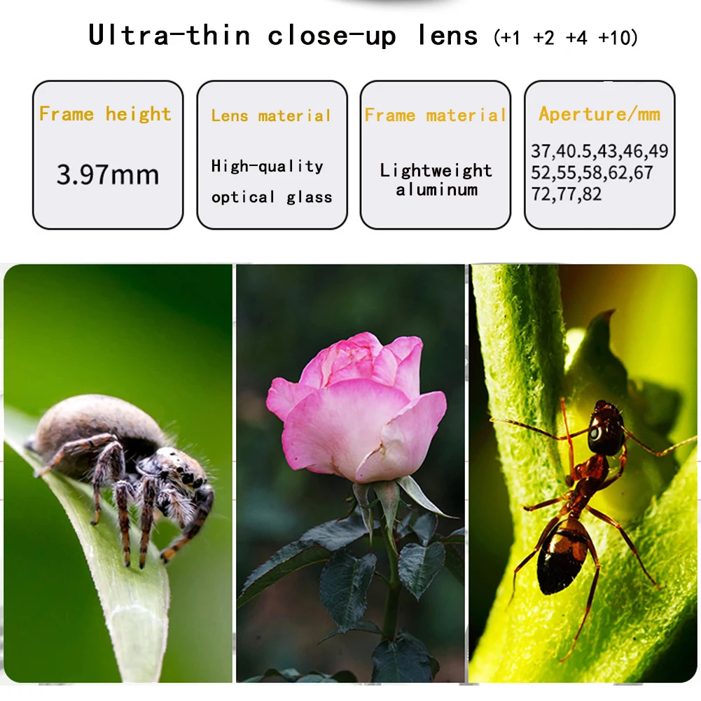 Фото Макрофильтр MYOBO для объектива крупным планом +1 +2 +4 +10 Комплект фильтров — 37 40,5 43 46 49 52 55 58 62 67 72 77 82 мм для фильтра зеркальной камеры №3