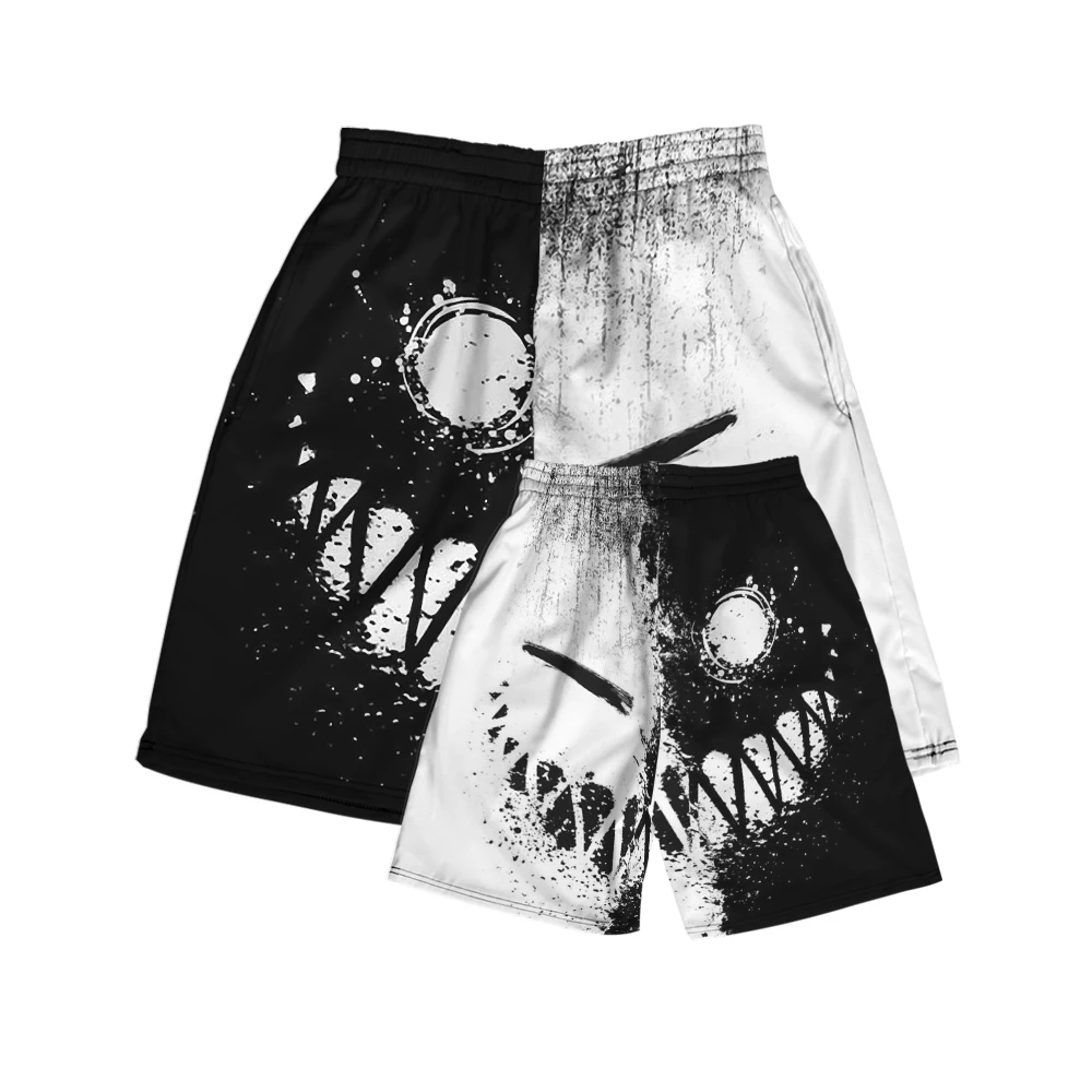 Smiley Graffiti Print Shorts Beach Breathable Pants Men's and Women's Running Sports Casual Wear Harajuku Y2ky Solid Color Pants