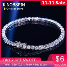 Knobspin Real 4mm Moissanite Sparkling Full Diamond GRA 925 Sterling Silver Wedding Engagement Party Jewelry Bracelets For Women