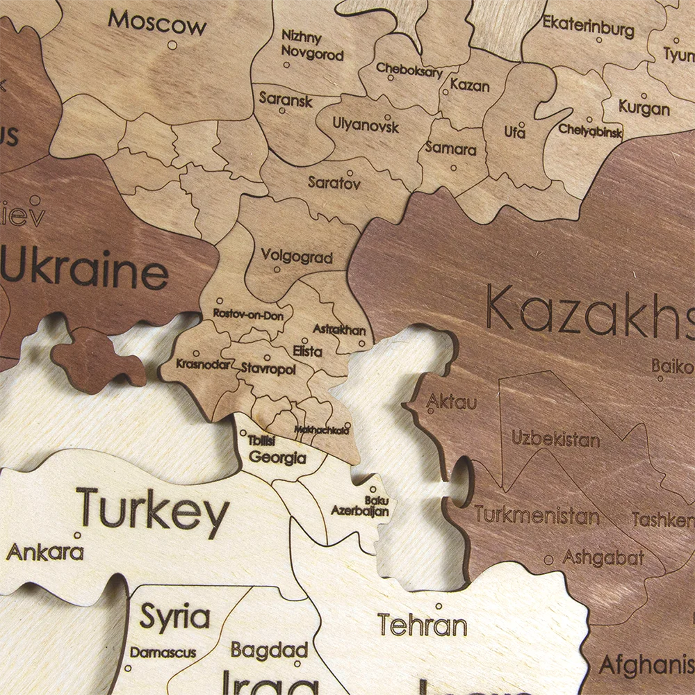 Карта мира из дерева 160*85 см / Стеновая декорация Деревянные пазлы детские Декор