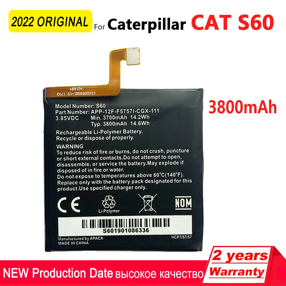 100% Подлинная аккумуляторная батарея для Caterpillar Cat S60 S50 S40 S30 S41 APP-12F-F57571-CGX-111 Batteria