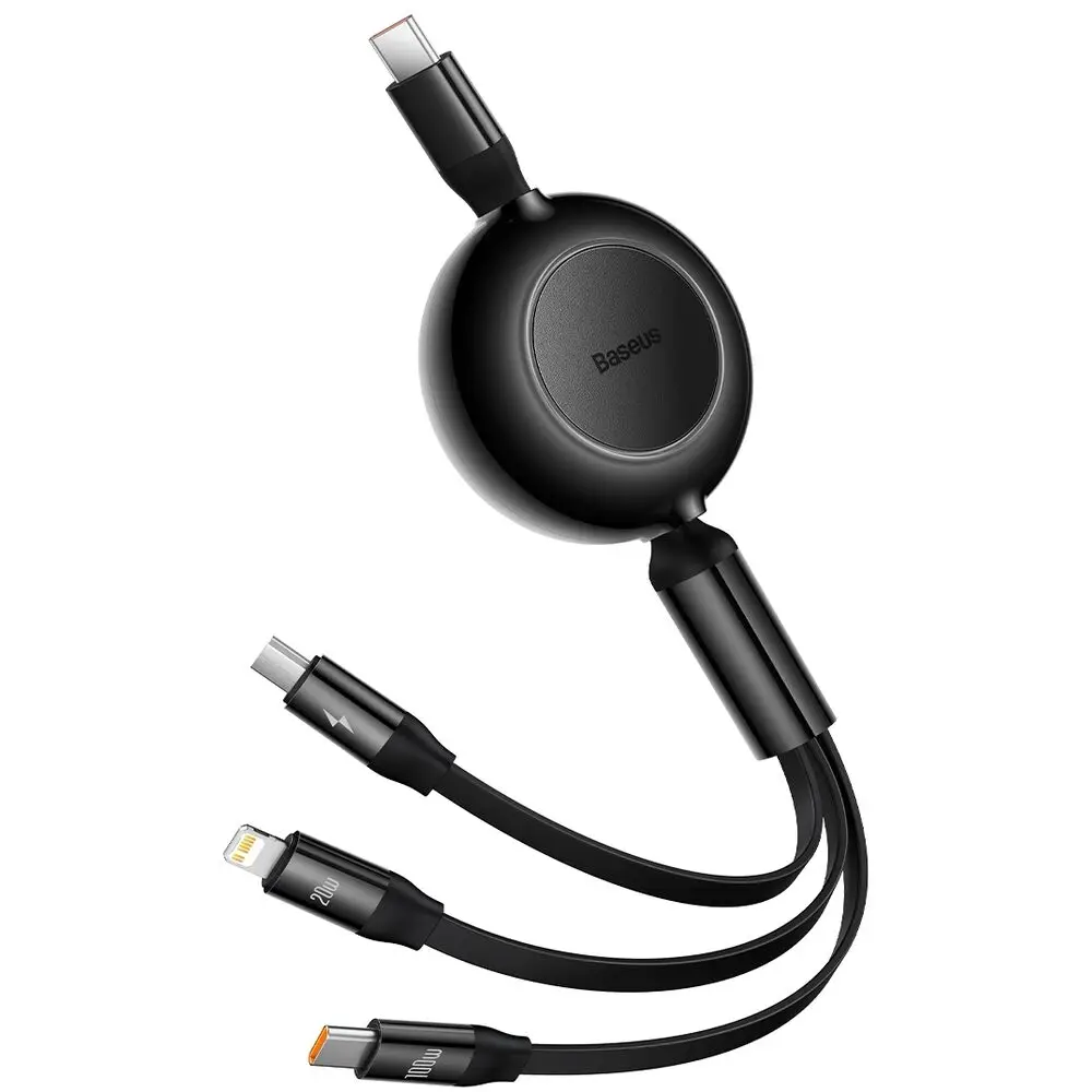 Кабель 3 в 1 1.1m Baseus Bright Mirror 2 с разъемом Type-C на Type-C/Lightning/microUSB черный