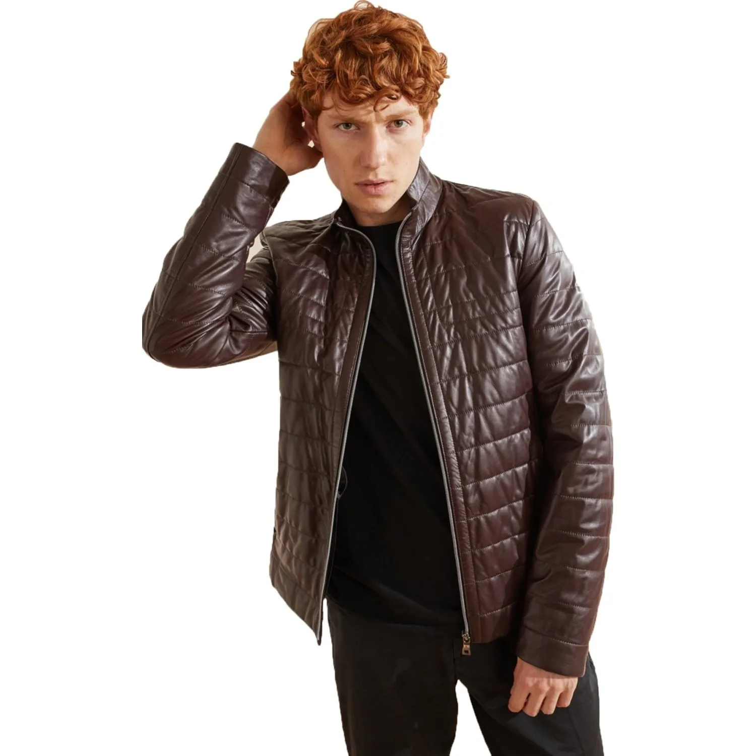 Deriderim Бордовые мужские кожаные