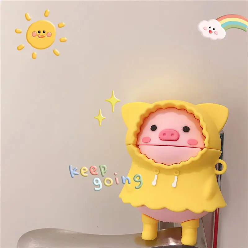 

For i9/i11/i12/inpods12 Case 3D Cartoon Earphone Cover Raincoat pig Soft Silicone Wireless Bluetooth Cover