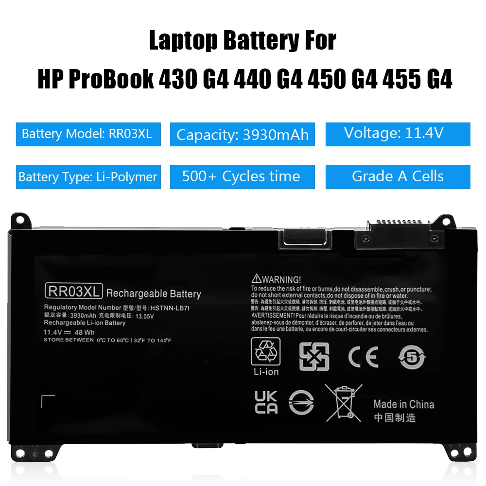 LISCN 48 Втч RR03XL Аккумулятор для ноутбука HP ProBook 430 440 450 455 470 G4 G5 серии HSTNN-PB6W HSTNN-Q04C
