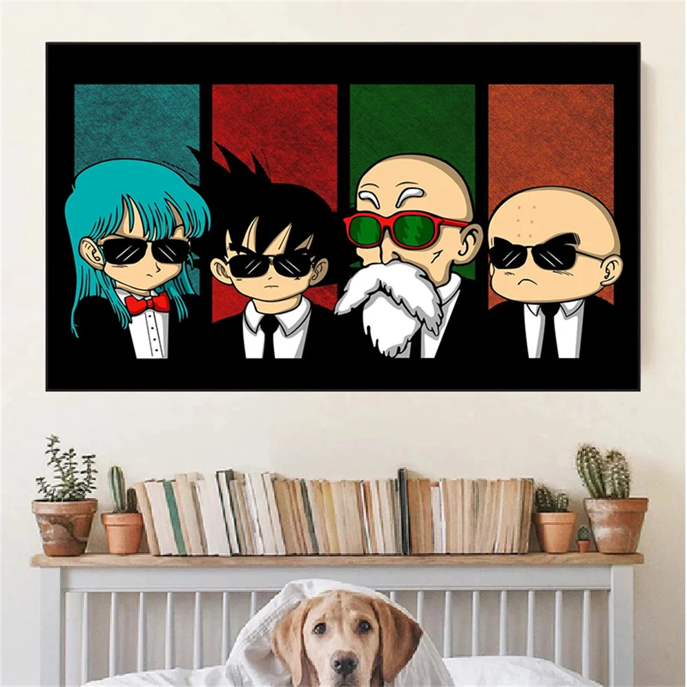 

Japan Classic Anime Dragon Ball Poster Suit and Sunglasses Goku Wll Canvas Paint Living Room Child Bedroom Home Cuadros Decor