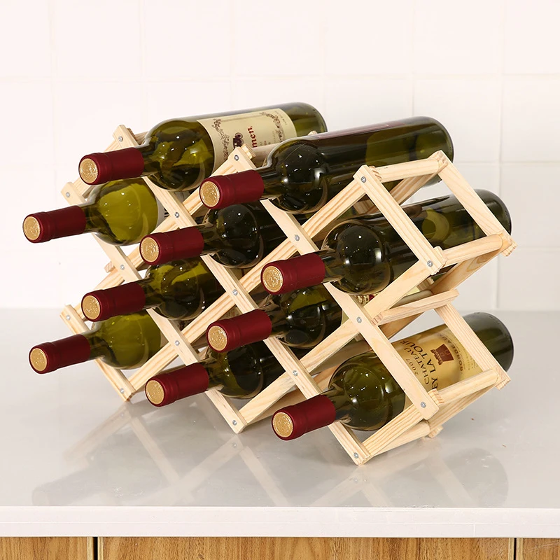

Solid Wood Wine Rack Folding Bottle Holder Display Stand Wine Cabinet Household Wooden Storage Supplies Kitchen Accessories