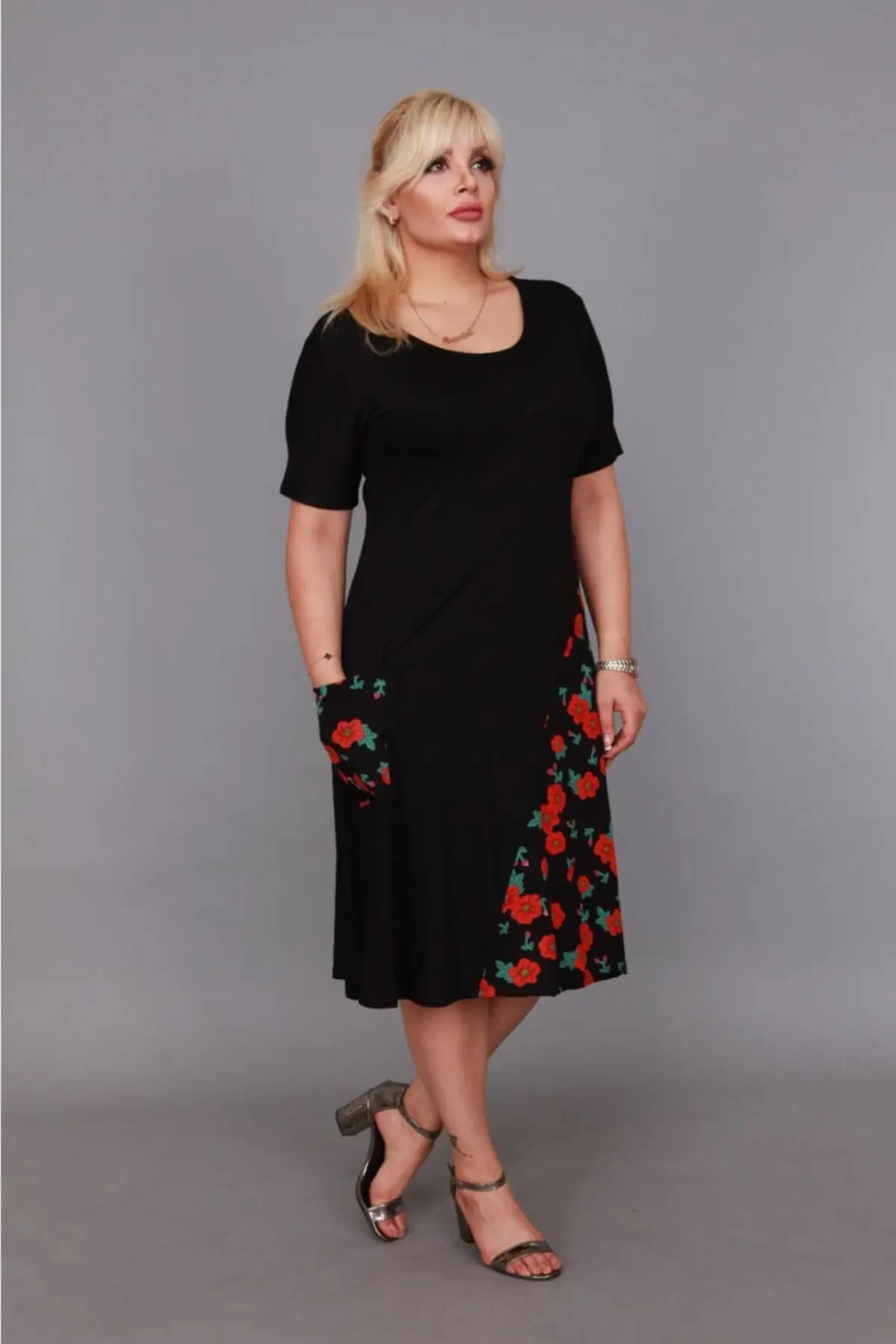Plus Size Women's Dress Daily Short Sleeve Pockets Viscose Trend Summer Round Neck Midi Length Lycra Viscose XL 2XL 3XL 4XL 5XL