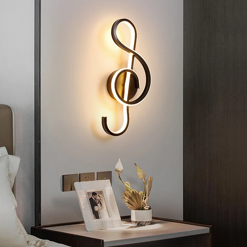 

Современная настенная лампа с музыкальными нотами, прикроватные лампы, спиральные ночники, коридоры, освещение для гостиной, спальни, ресторана, домашний декор