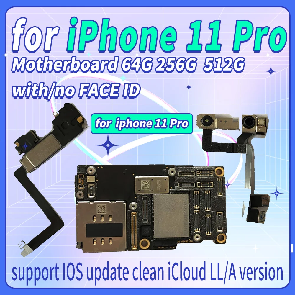 

GlobalVersion For iPhone 11 Pro 64GB 256GB Motherboard Factory Original Mainboard Logic Board Clean iCloud Plate WITH FACEID