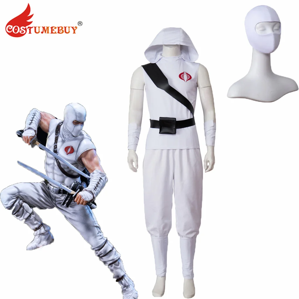 CostumeBuy Men's Storm Shadow Cosplay Costume White Battle Suit Halloween Uniform Outfits with Mask