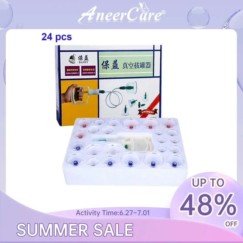 

24 pcs vacuum cupping massage magnetic cupping set cupuncture massager therapy thicken massage cans vacuum ventouse cellulite