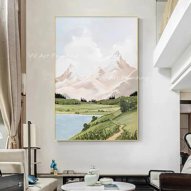 

Пейзаж горный верх ручная работа красивая толстая масляная живопись маслом абстрактная гостиная столовая стена без рамки